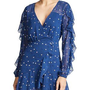 La Maison Talulah Navy Metallic Dot Long Sleeve Dress